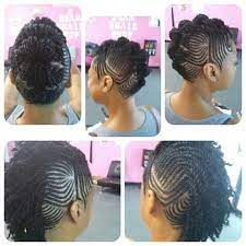 Tiny Cornrow Mohawk Style Updo On Natural Hair Natural Hair Twists Natural Hair Styles Natural Hair Braids