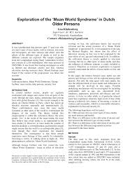 Pdf Exploration Of The Mean World Syndrome In Dutch Older Persons