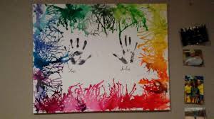 Melted Crayon Best Friend Hand Print Canvas Art Crayon Art Melted Melting Crayons Crayon Art