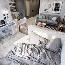 Simple Small Studio Apartment In Open Plan Layout Rumah Studio Ide Kamar Tidur Desain Interior