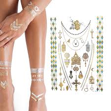Duoskin devices enable users to control their mobile devices, display information, and store information on their skin while serving as a statement of personal style. Summer Festival And Beach Holiday Metallic Tattoos Glamza