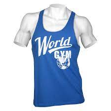 Small quantities of spandex may be added to give the garment more flexibility to stretch as needed. World Gym Modern Stringer Tank Top Royal 26 95