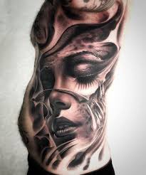 Black And Grey Realism Tattoo Design Female Portrait Cool Tattoos Rib Tattoo Tattoos For Women