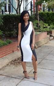 Maggy London Alisa Black And White Midi Dress Semi Formal Outfit Idea Wedding Guest Outfit Idea Cockt Cocktail Party Outfit Semi Formal Outfits Formal Style