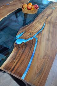 On Sale Live Edge River Dining Table With Bench And Glowing Dining Table With Bench Wood Resin Table Bench Table