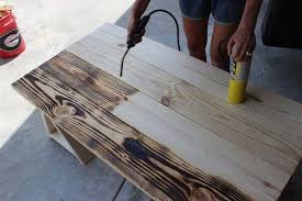 Try Burning The Wood Grain With A Torch Diyfurnitureplansgardens Wood Diy Wood Table Diy Torch Wood