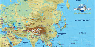 Land in europa und asien. Karte Von Asien Physikalisch Ubersichtskarte Regionen Der Welt Welt Atlas De
