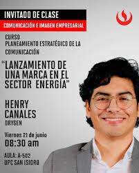 🗣️No te puedes perder, mañana viernes 21 de junio a las 8:30am a nuestro  invitado de clase Henry Canales, que nos comentara ¿Cómo relanzar la nueva  marca de la principal generadora renovable