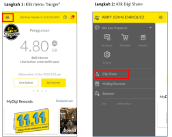Klik menu dan klik digi share; Digi Cara Untuk Pindah Kredit