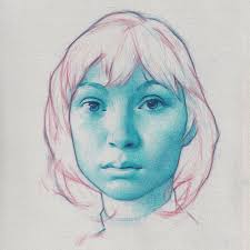 Working with a high key drawing like this one it's best not to insist too  much with the clarity of the shapes. Only do as much as the materials will  let you. .