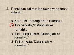 30+ contoh kalimat langsung dan tidak langsung lengkap. Kalimat Langsung Dan Kalimat Tidak Langsung Ppt Download