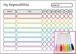 Xl Chore Charts For Multiple Kids With 8 Pack Marker Set