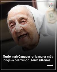 ⚫ Murió Inah Canabarro Lucas, la mujer más longeva del mundo, a los 116  años en Porto Alegre, Brasil. ➡️ Nacida el 8 de junio de 1908 en San  Francisco de Assis,