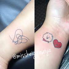 My First Bts X Bt21 Tattoo Bts Bt21 Btstattoo Bt21tattoo Loveyourselfanswer Rj Tata Bts Tattoos Kpop Tattoos Bt21 Tattoo