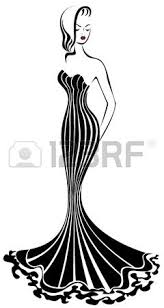 Black And White Fashion Woman Clipart Silhouette Of Elegant Woman In A Long Black Dress Black And White Art Drawing Silhouette Clip Art Black And White Abstract
