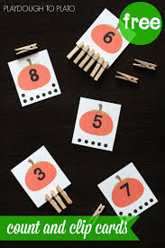 The best activities for this are ones that engage the kids and whose actions etc give them some reinforcement of the size of the number they are hearing or saying. Pumpkin Count And Clip Cards Playdough To Plato