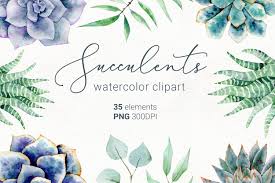 Download Watercolor Succulent Clipart Watercolour Succulents Png 1135117 Illustrations Design Bundles