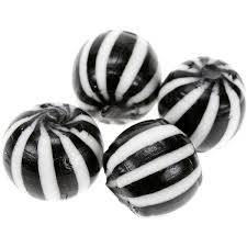 Black And White Desserts Names Black Striped Balls Minty Boiled Sweets Buy From The Sweet Treat Liked On Polyvore Striped Wedding Black Stripes Wedding Favor Table