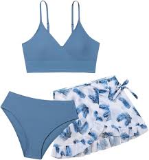3er Set Mädchen Bikini - Badeanzüge für Mädchen Träger Top Langer Rock Set  Badeanzug Mit Rock,Sommer Wassersport Bikini Stretch Swimsuit Schwimmen  Badeset Sommer Strand Schwimmen Kostüm 8-12 Jahre : Amazon.de: Fashion