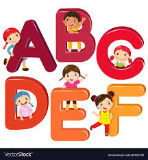 Cartoon Kids With Abcdef Letters Vector Image On Vectorstock Cartoon Kids Kids Vector Picture Letters