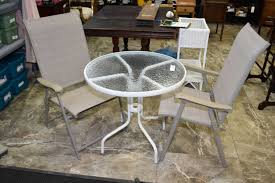 ….looked like after deciding on the new purchase, we stuck the chairs in the small trunk of our ford mustang, drove them home. Small Metal And Glass Patio Table 2 Folding Lawn Chairs