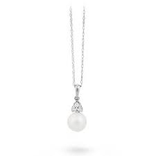 Pearl And Diamond White Gold Necklace Pearl And Diamond Necklace Fine Jewelry Jewelry