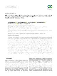 PDF) A Novel Virtual Reality Training Strategy for Poststroke Patients: A  Randomized Clinical Trial