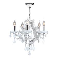 Lyre Collection 5 Light Chrome Finish And White Crystal Chandelier 19 D X 18 H Medium