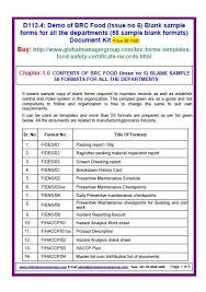Brc Forms Of Food Safety Management System Issue 6 58 Sample Formats For Brc Food Cer Safety Management System Food Safety Certificate Free Family Tree Search