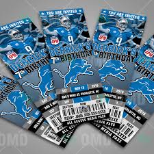 Detroit Lions Football Ticket Style Sports Party Invitations