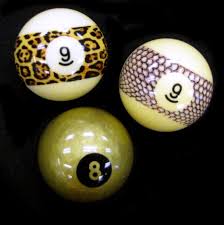 Funky Billiard Balls Gold Leopard Snake Pattern Billiards Game Room Bar Cue Sports
