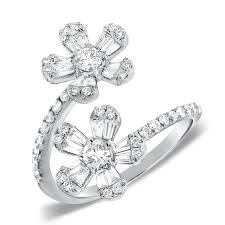 Free flowers delivery in miami, south beach,. 14k White Gold Round And Baguette Diamond Flower Wrap Ring Maurice S Jewelers