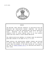 30.07.2025 NOTICE THE NATIONAL LEGAL SERVICES AUTHORITY IN ASSOCIATION WITH  THE MEDIATION AND CONCILIATION PROJECT COMMITTEE, TH