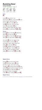 Running Bear Johnny Preston Http Myuke Ca Guitar Chords For Songs Lyrics And Chords Easy Ukulele Songs