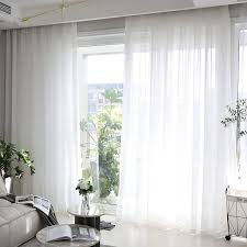 Amazon Com Home Brilliant Linen Sheer Curtains White Voile Window Treatment Living Room Bedroom Curtains 2 Panels 54 X 84 Inch Length Kitchen Dining