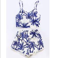 2 Piece Swim Suit Cropped Top With Shorts Fashion Style Women Swimsuits