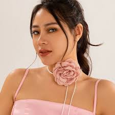 SHIXIN-collar de Gargantilla de flor de rosa roja grande para mujer, cadena  de cuerda multicapa, decoración de cuello, joyería de boda, tendencia Sexy 