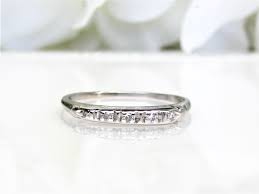 The item platinum antique vintage vs diamond eternity engagement wedding ring deco band is in sale since saturday. Vintage Platinum Diamond Wedding Band Art Deco Thin Wedding Etsy