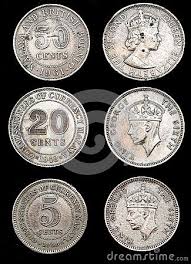 old day vintage british malaya borneo coins of year 1948 and