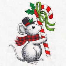 Tiny cozy christmas mouse with candy cane by quernuscrafts Candy Cane Crook One Mouse Productions
