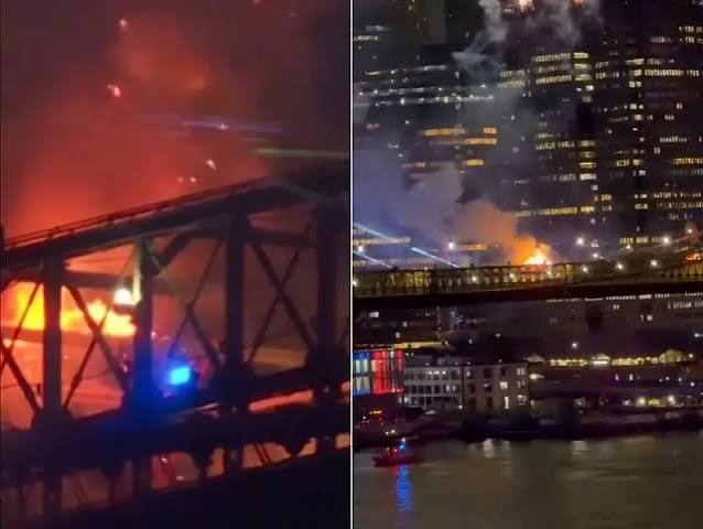 Fire breaks out at Brooklyn Bridge in New York during Fourth of July fireworks | WATCH