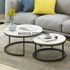 The curved edge means a sharp corner injures no person if someone falls or bumps involved with it. Marble Ss White Round Coffee Table M S Masion D Decor Id 22604381073