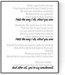 Pasūti savu modi about you jau šodien. Wonderwall Lyrics Oasis I Don T Believe That Anybody Feels The Way I Do About You Now 90s Britpop Music Art Print 11x14 Buy Online At Best Price In Uae