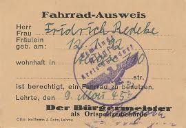 Fahrrad Ausweis Bescheinigung Und Ticket Eines Obersekretars Der Rei 34 12
