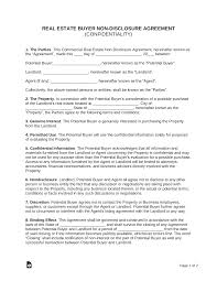 Free Real Estate Buyer Non Disclosure Agreement Nda Template Pdf Word Eforms