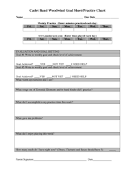 Fillable Online Cadet Band Woodwind Goal Sheetpractice Chart