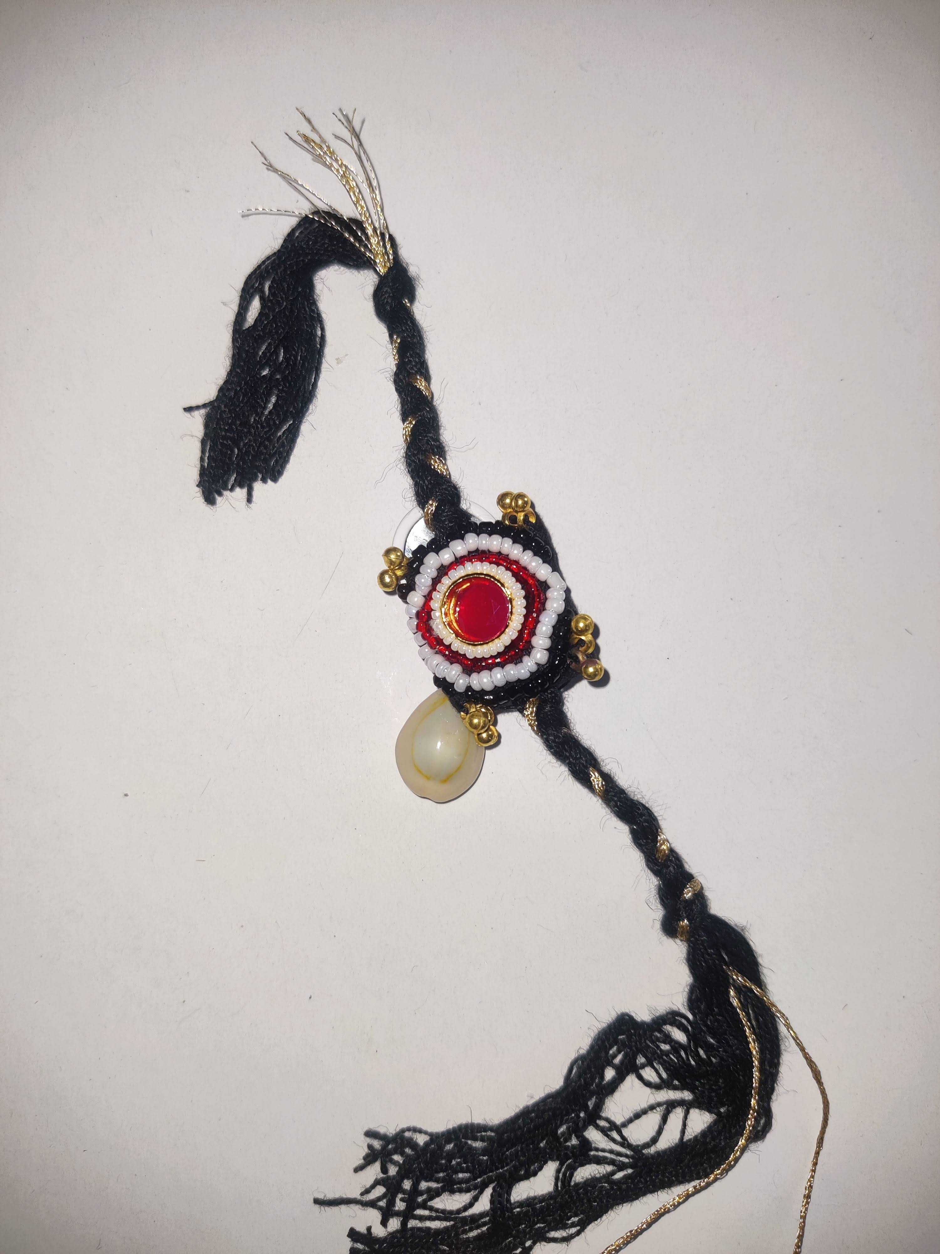 Red Kundan Panchmashi Rakhi product image