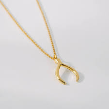 Élégant pendentif en forme de os de souhait en argent