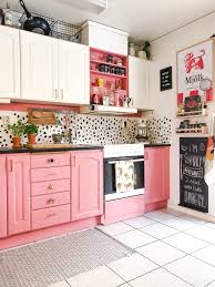 The countertops are glossy gray quartz. 220 Pink Kitchens Ideas In 2021 Pink Kitchen Kitchen Design Kitchen Decor