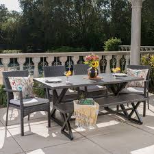 Netherby 6 Piece Dining Set With Cushions In 2021 Dining Set With Bench Wicker Dining Set Wicker Dining Chairs